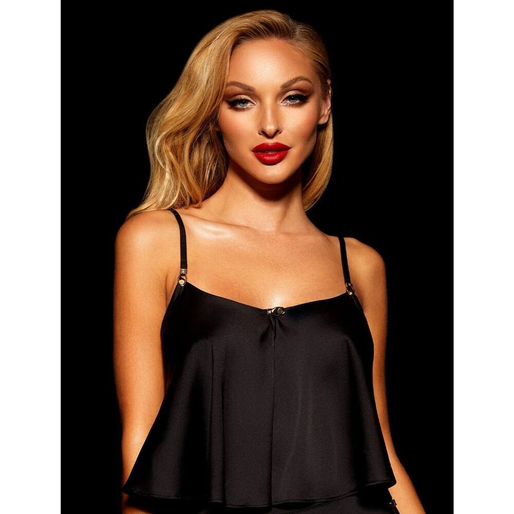 Honey Birdette Cami Melissa Size Large Black‎ with gold accents NEW With Tags!